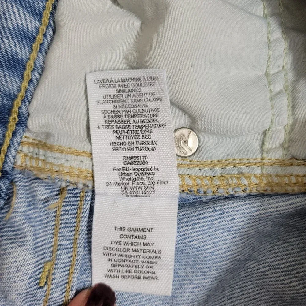 Free People We The Free Button Fly Denim Distressed Mini Skirt Si…